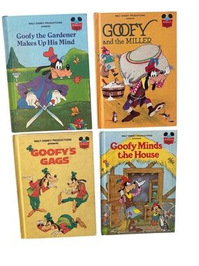 Lot 4 Books Walt Disney 1970s 1980s Wonderful World of Reading Hardcover Goofy